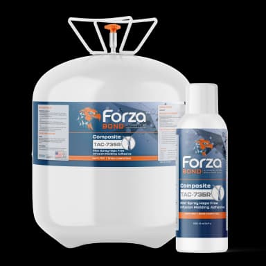 Canister and aerosol of ForzaBOND TAC-735R composite industrial adhesive