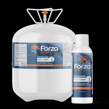 Canister and aerosol of ForzaBOND TAC-738R composite industrial adhesive