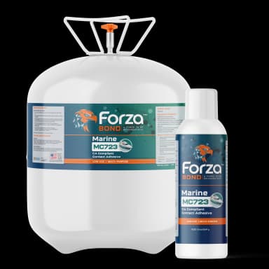 Canister and aerosol of ForzaBOND MC723 marine industrial adhesive