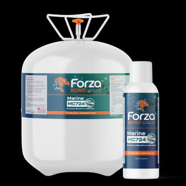 Canister and aerosol of ForzaBOND MC724 marine industrial adhesive